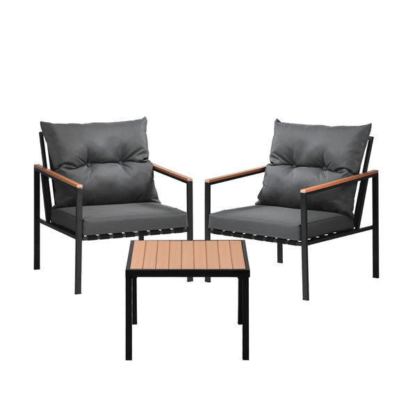 3PCS Outdoor Furniture Lounge Setting Sofa Chairs Patio Dining Bistro Set