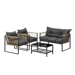 4 Piece Outdoor Furniture Setting Garden Patio Lounge Sofa Table Chairs