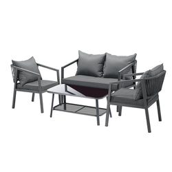 4PCS Garden Outdoor Furniture Setting Lounge Patio Sofa Table Chairs Set
