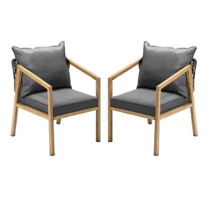 2PCS Outdoor Furniture Chairs Garden Patio Lounge Set Steel Frame Beige