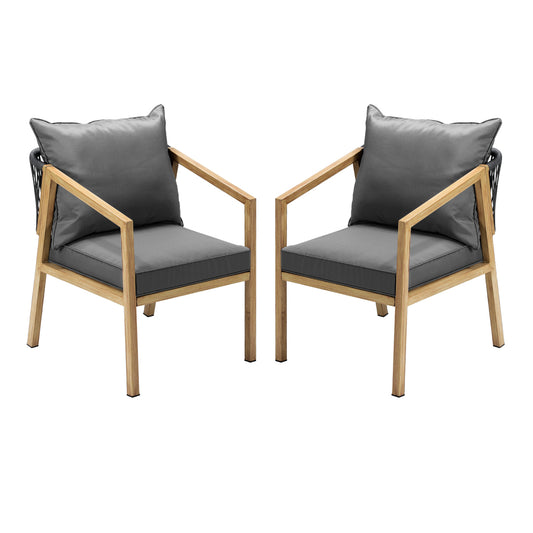 2PCS Outdoor Furniture Chairs Garden Patio Lounge Set Steel Frame Beige