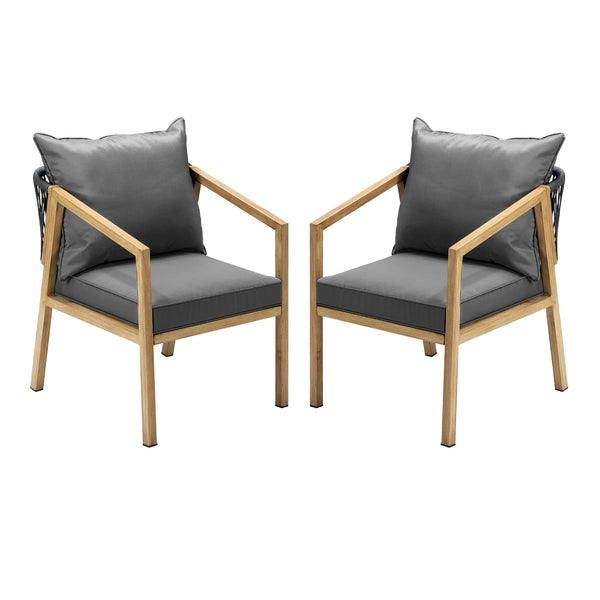  2PCS Outdoor Furniture Chairs Garden Patio Lounge Set Steel Frame Beige