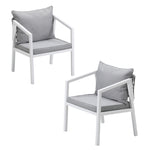 2PCS Outdoor Furniture Chairs Steel Frame White