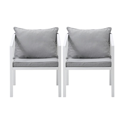 2PCS Outdoor Furniture Chairs Steel Frame White