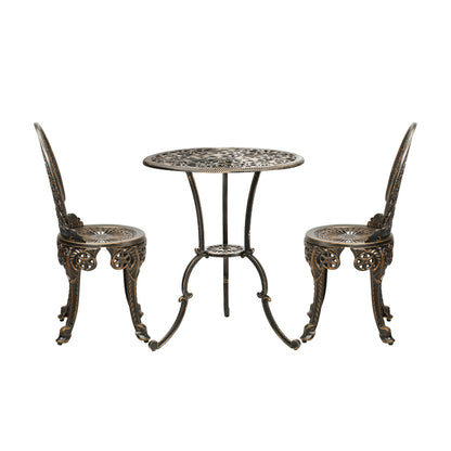 Outdoor Furniture Bistro Set 3pcs Chair Table Cast Aluminium Patio Garden