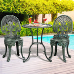 Bistro Setting Outdoor Cast Aluminium Table Chair Garden Furniture 3Piece