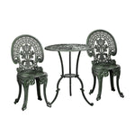 Bistro Setting Outdoor Cast Aluminium Table Chair Garden Furniture 3Piece