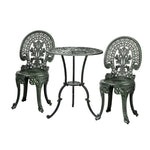 Bistro Setting Outdoor Cast Aluminium Table Chair Garden Furniture 3Piece