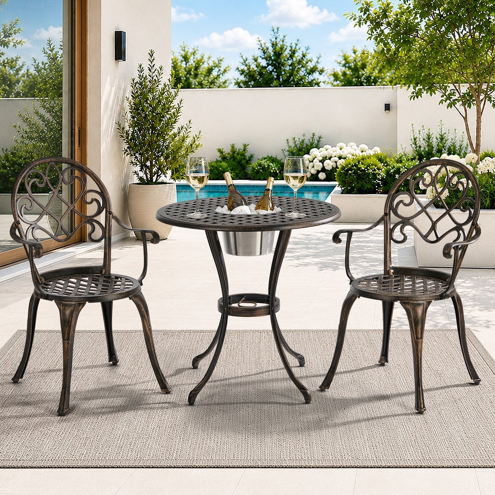 Outdoor Patio Set Bronze Aluminium 90x90x75cm