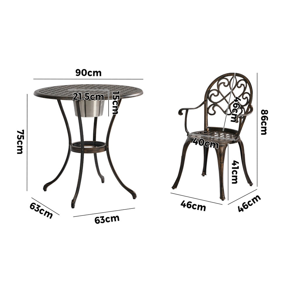 Outdoor Patio Set Bronze Aluminium 90x90x75cm