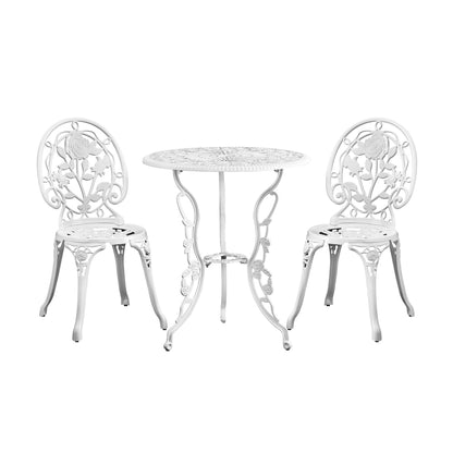 Stylish Cast Aluminium Patio Furniture: 3-Piece Bistro Set