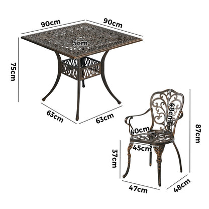 Outdoor Patio Set Aluminium Bronze 90x90x75cm