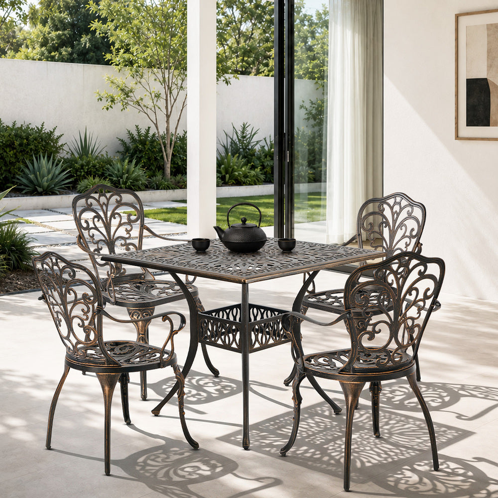Outdoor Patio Set Aluminium Bronze 90x90x75cm