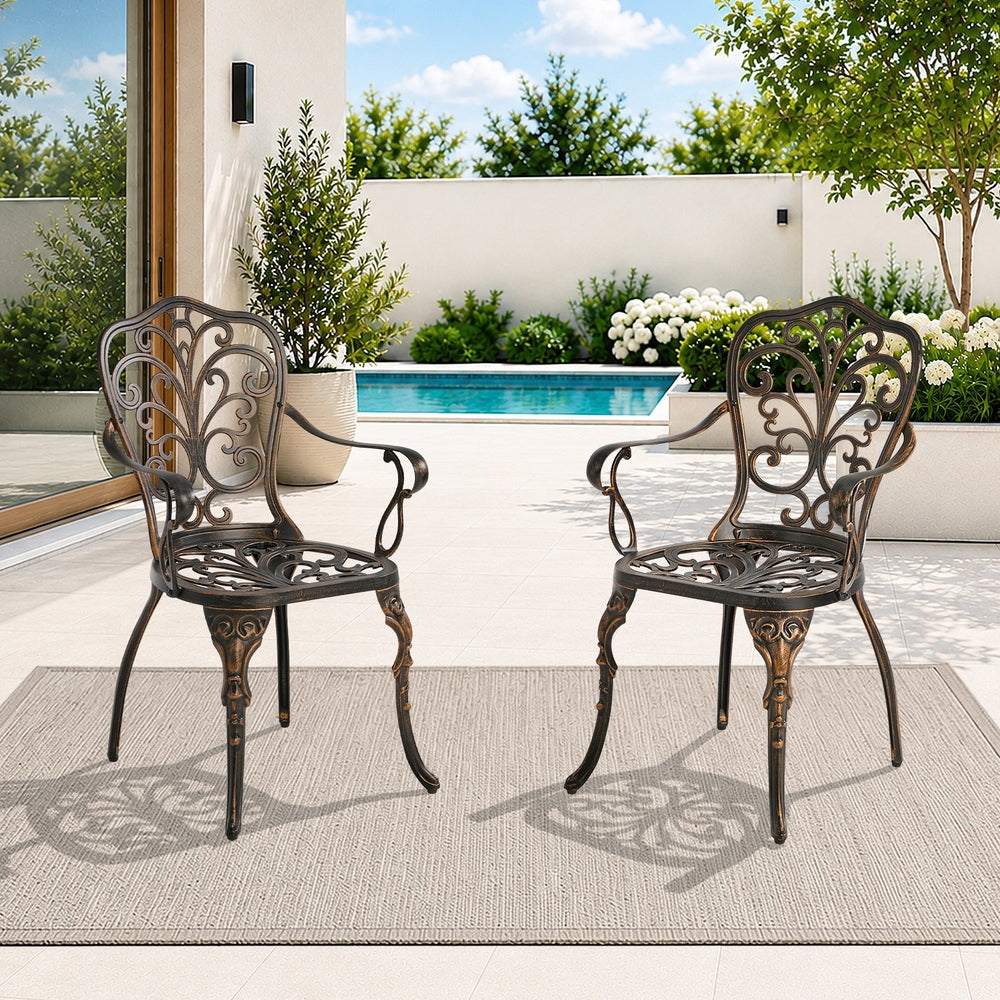 Outdoor Patio Chairs Cast Aluminium 47x48x87cm