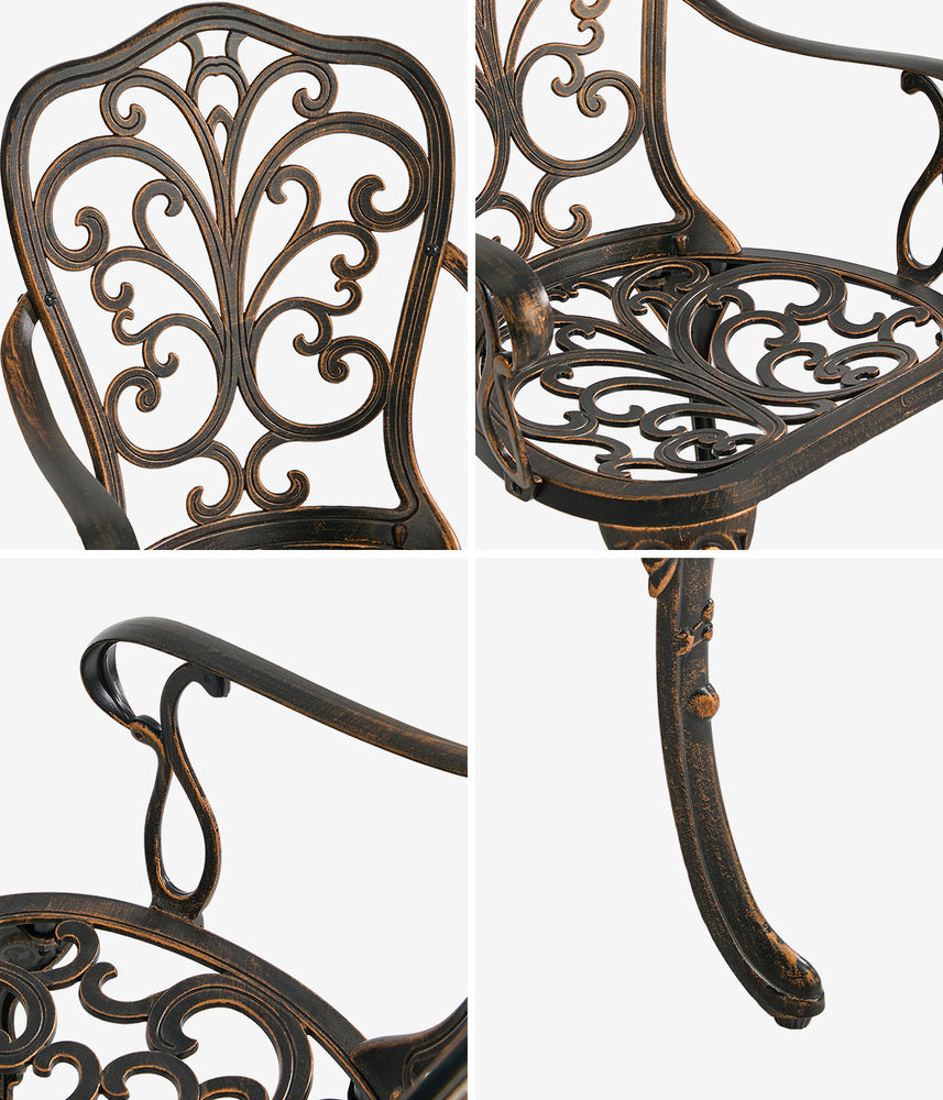 Outdoor Patio Chairs Cast Aluminium 47x48x87cm