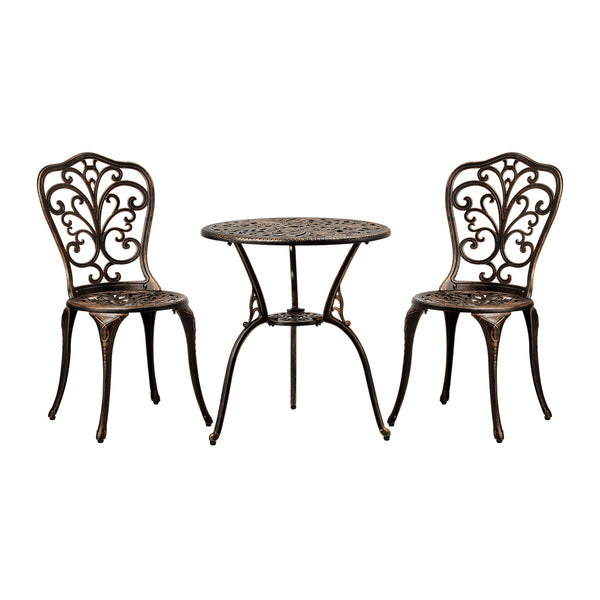  Bistro Furniture Setting 3 Piece Chairs Table Patio Indoor/Outdoor Set