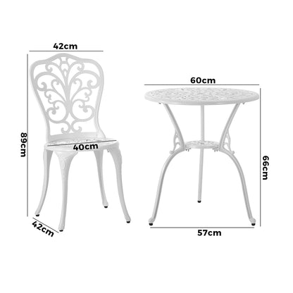 Bistro Outdoor Setting Chairs Table Patio Dining 3PCS Set Cast Aluminium