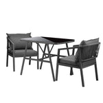 3PCS Outdoor Dining Setting Lounge Patio Furniture Table Chairs Set