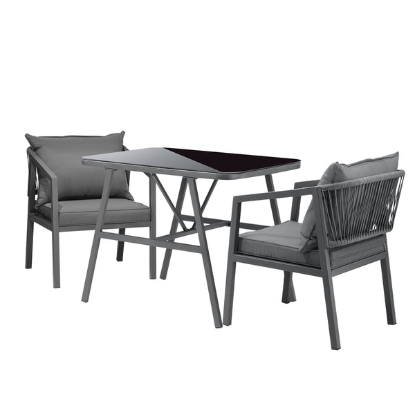  3PCS Outdoor Dining Setting Lounge Patio Furniture Table Chairs Set