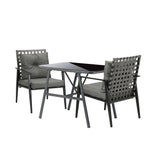 2 Seater Outdoor Dining Set with Table Grey&Black