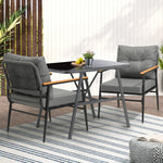 3 Pcs Outdoor Dining Set Patio Table and Chairs 2 Seater