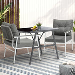 3 Pcs Outdoor Dining Set Patio Table and Chairs 2 Seater