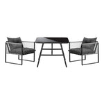 3PCS Outdoor Dining Set Coffee Table Armchairs with Cushions
