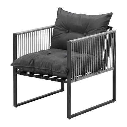 3PCS Outdoor Dining Set Coffee Table Armchairs with Cushions