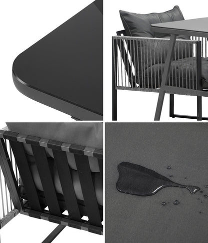 3PCS Outdoor Dining Set Coffee Table Armchairs with Cushions