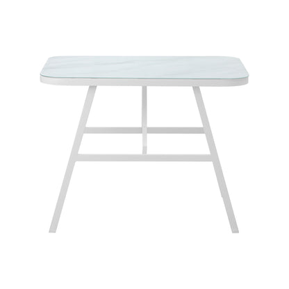 Outdoor Dining Table Patio Indoor White Marble-style
