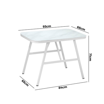 Outdoor Dining Table Patio Indoor White Marble-style