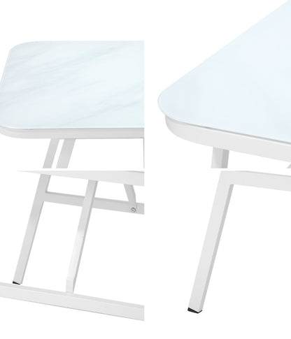 Outdoor Dining Table Patio Indoor White Marble-style
