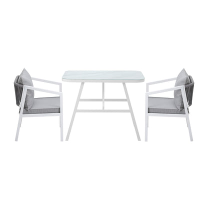 3PCS Outdoor Dining Set with Marble-style Table