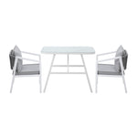 3PCS Outdoor Dining Set with Marble-style Table