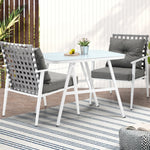 Outdoor Dining Set Rattan Chair Marble-style Table