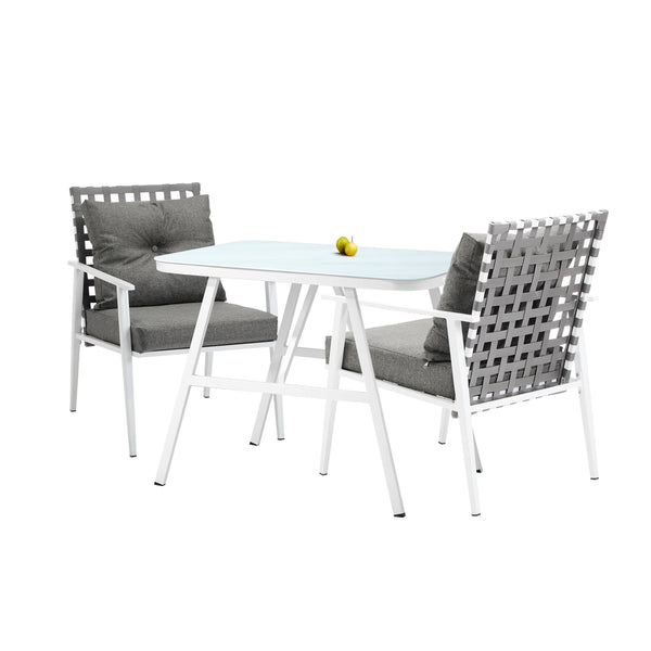  Outdoor Dining Set Rattan Chair Marble-style Table