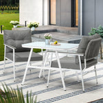 Outdoor Dining Set Marble-style Table 3 Piece