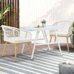 Outdoor Dining Set Patio Marble-style Table 3PCS