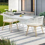 Outdoor Dining Set Patio Marble-style Table 3PCS