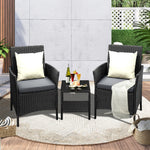 Outdoor Furniture 3-Piece Wicker Bistro Set Patio Table and Chairs Garden