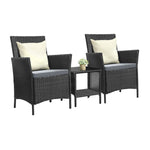 Outdoor Furniture 3-Piece Wicker Bistro Set Patio Table and Chairs Garden