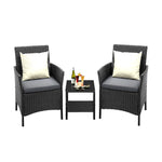 Outdoor Furniture 3-Piece Wicker Bistro Set Patio Table and Chairs Garden