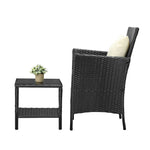 Outdoor Furniture 3-Piece Wicker Bistro Set Patio Table and Chairs Garden