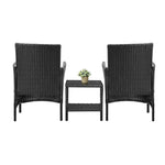 Outdoor Furniture 3-Piece Wicker Bistro Set Patio Table and Chairs Garden