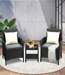 Outdoor Furniture 3-Piece Wicker Bistro Set Patio Table and Chairs Garden