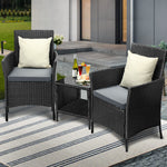 Outdoor Furniture 3-Piece Wicker Bistro Set Patio Table and Chairs Garden
