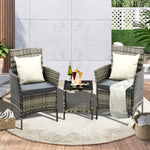 3-Piece Outdoor Wicker Bistro Set - Patio Garden Table & Chairs