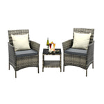 3-Piece Outdoor Wicker Bistro Set - Patio Garden Table & Chairs
