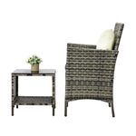 3-Piece Outdoor Wicker Bistro Set - Patio Garden Table & Chairs