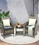 3-Piece Outdoor Wicker Bistro Set - Patio Garden Table & Chairs